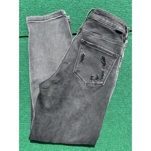 Risen Jeans Womens Size 3 26‎ Black High Rise Straight Distressed Denim Pants